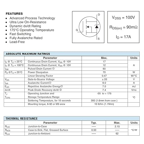 MOSFET IRF530(10 PIECES)