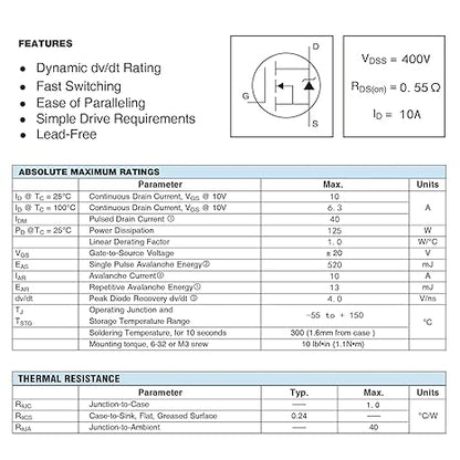 MOSFET IRF740 (10 PIECES )